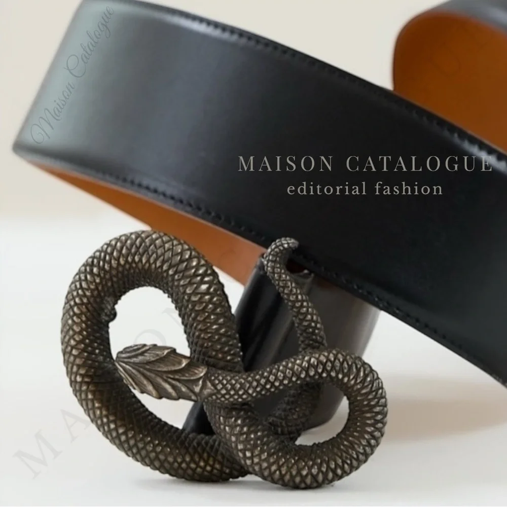 Ralph Lauren Collection Fall 2001 Sculptural Snake Buckle Black Calf Belt
